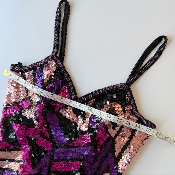 Vintage 1980s Silk Multicolor Fully Sequined & Beaded Dress by Susan Rose 8 - Picture 14 of 16